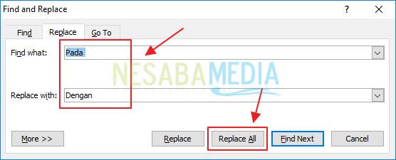 mengganti kata word