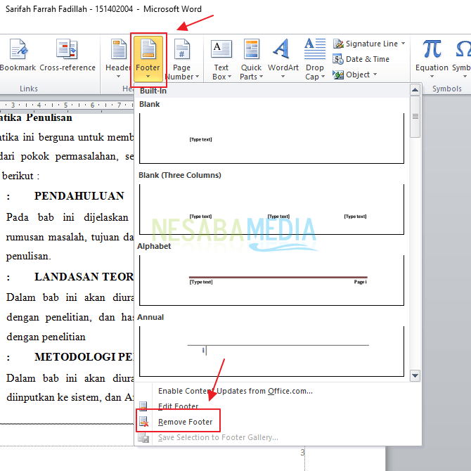 cara menghapus header dan footer di microsoft word