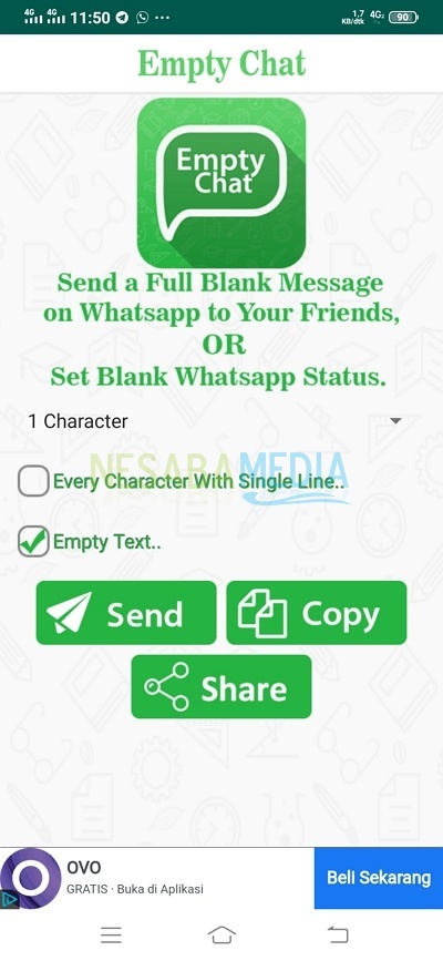 cara mengirim pesan kosong di whatsapp