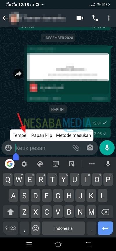 cara mengirim pesan kosong di whatsapp