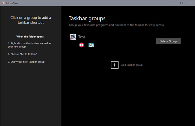 Tampilan TaskbarGroups Windows 10