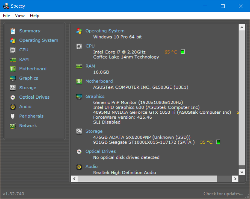 cara melihat versi windows yang digunakan dengan speccy