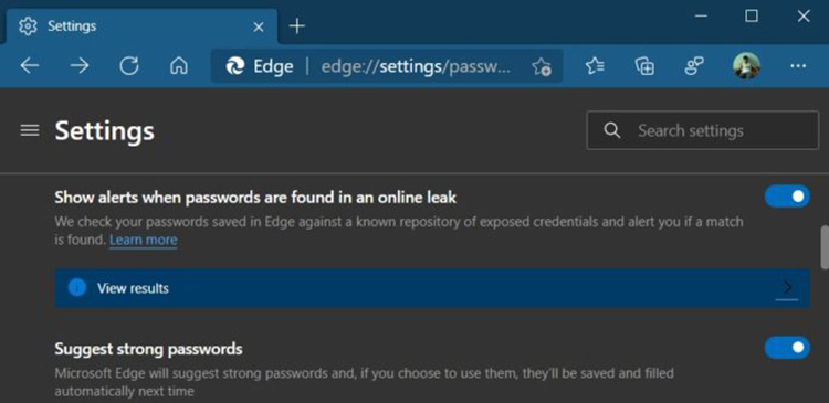 Microsoft Edge Peringatan Pelanggaran Kata Sandi