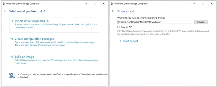 Tampilan Alat Device Image Generator Windows 10X