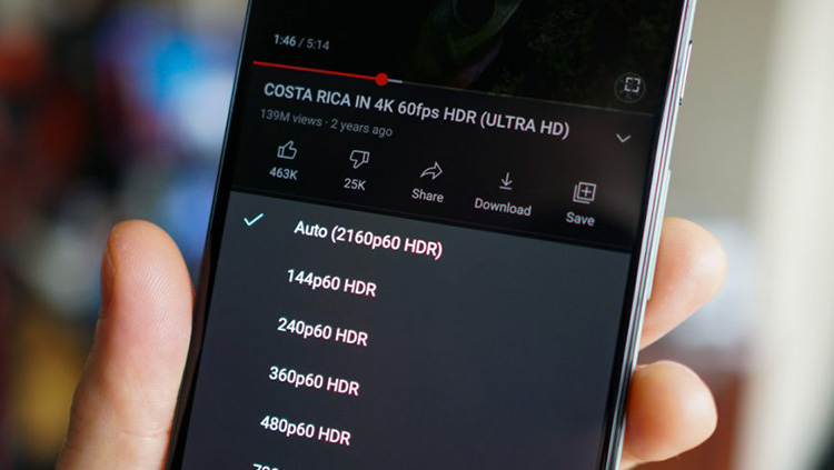 Video Youtube 4K di Smartphone Android