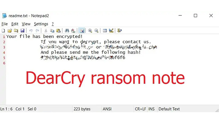 Catatan Tebusan Ransomware DearCry