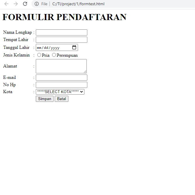 membuat form pendaftaran dengan html