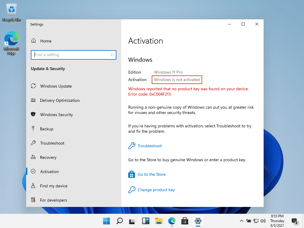 Windows is not activated