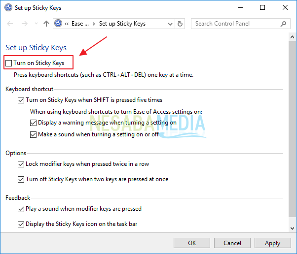 Cara Mematikan Sticky Keys dan Menghilangkan Notifikasinya di Windows 10