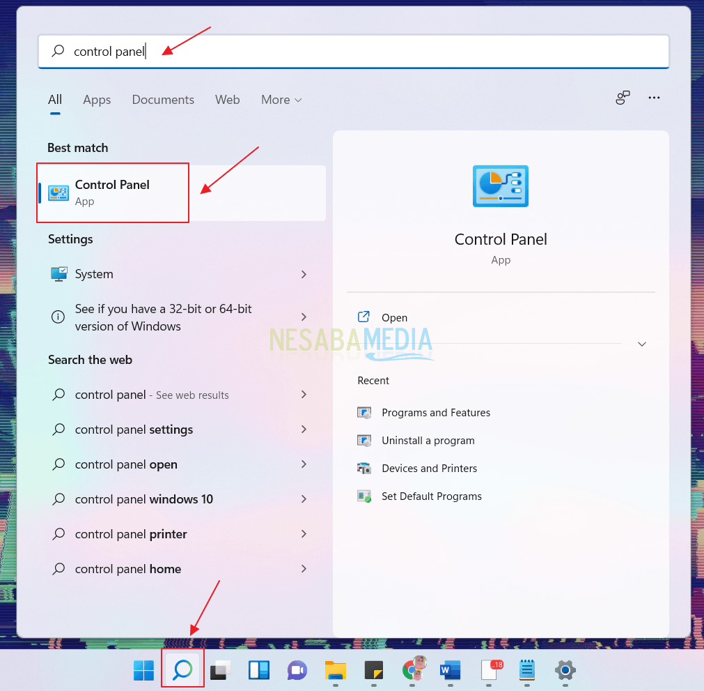 Klik tools Control Panel