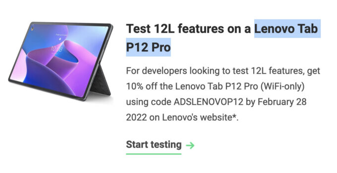 Android 12L Jalani Debut di Perangkat Lenovo Tab P12 Pro