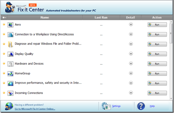 Microsoft Fix It Center