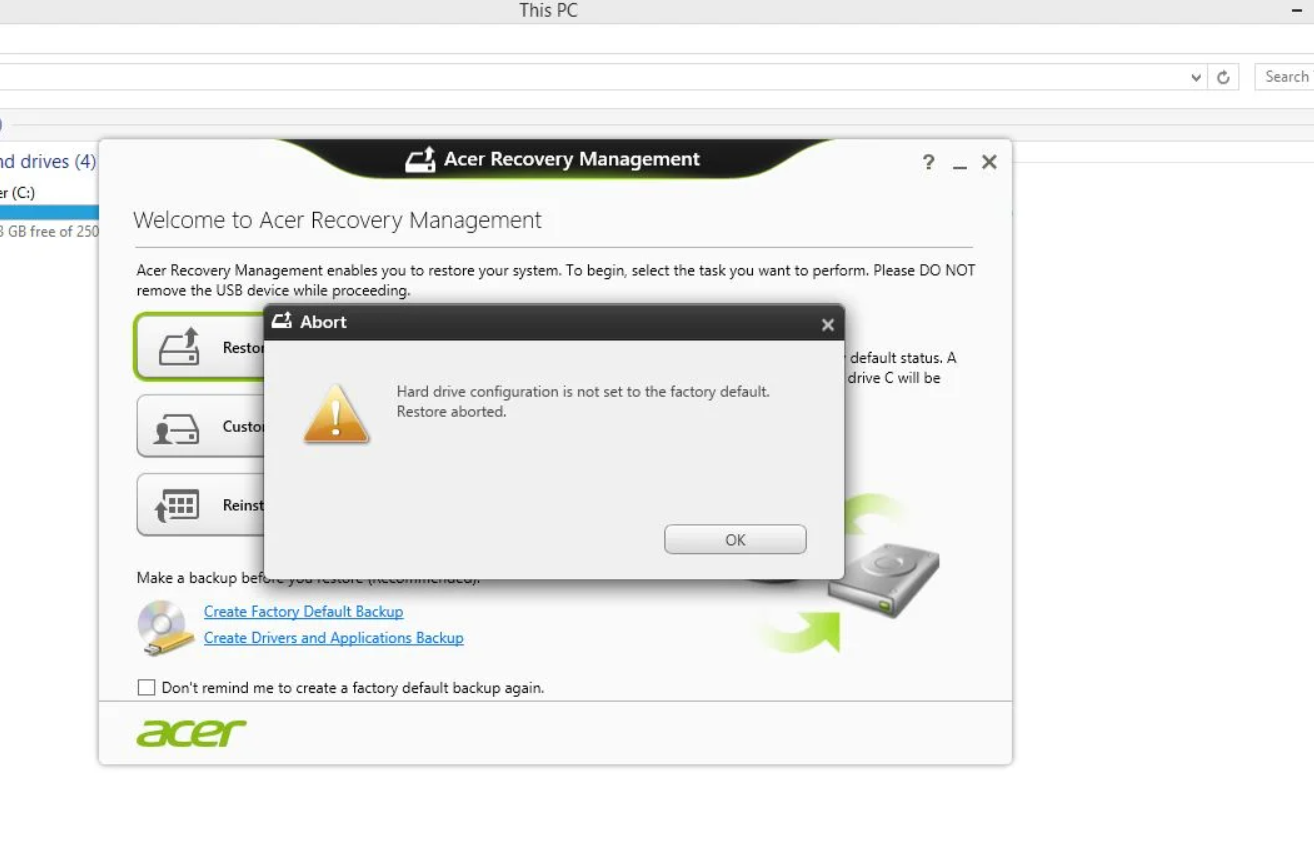 Acer eRecovery Management