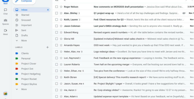 Gmail Tampil Lebih Segar, Tambahkan Fitur Chat?