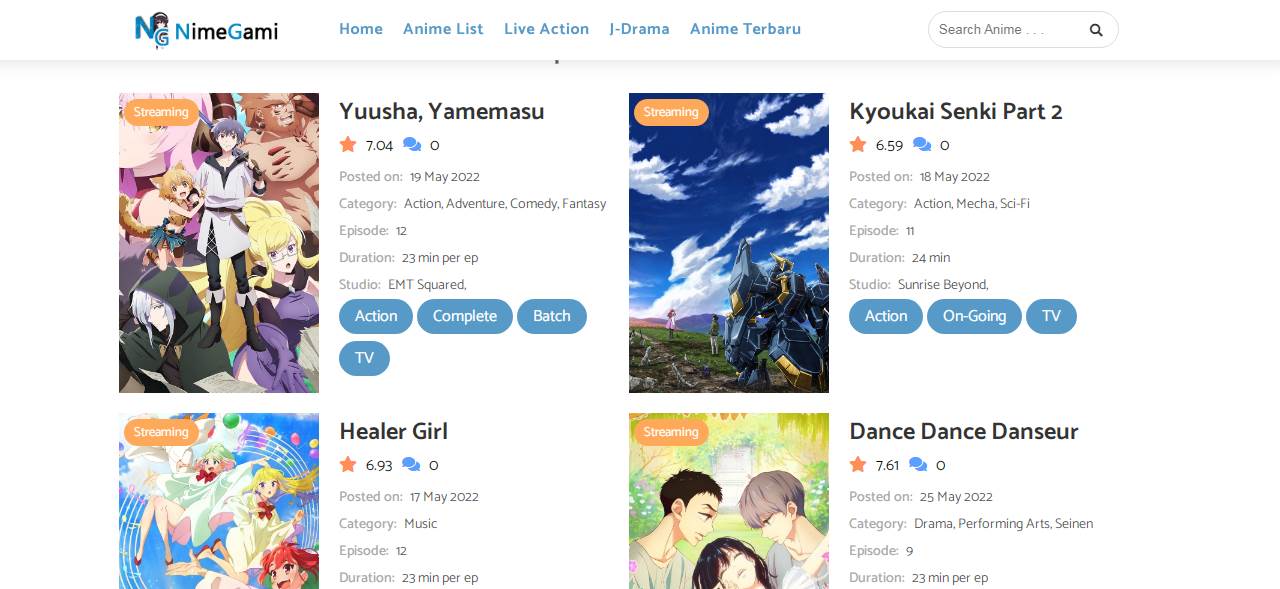Rekomendasi Situs Download Anime Nimegami