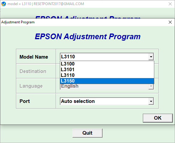 Download Resetter Epson L3100 L3101 L3110 L3150