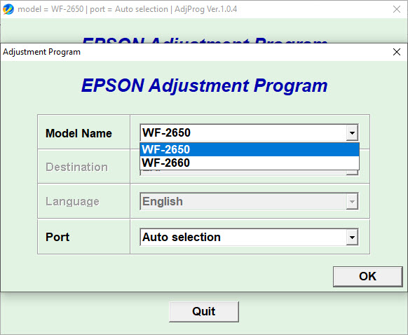 Download Resetter Epson WF-2650 WF-2660
