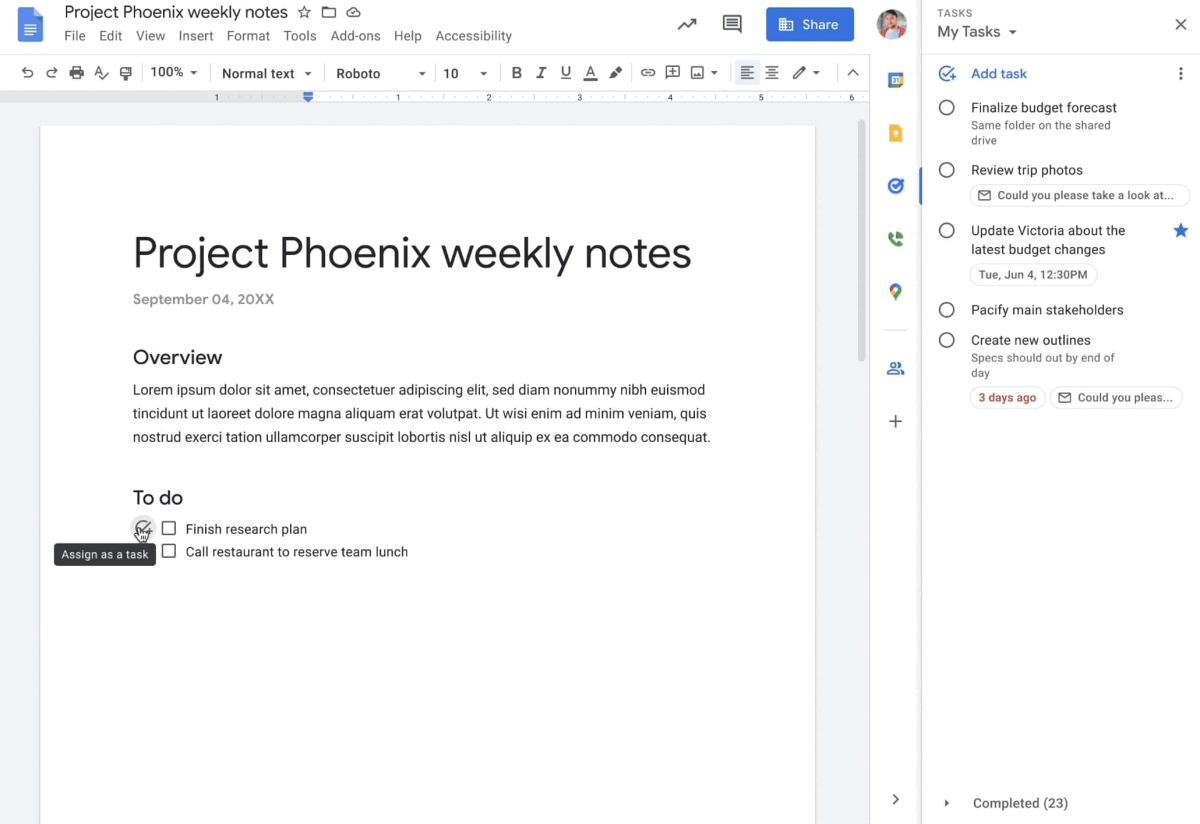 Google Docs & Tasks