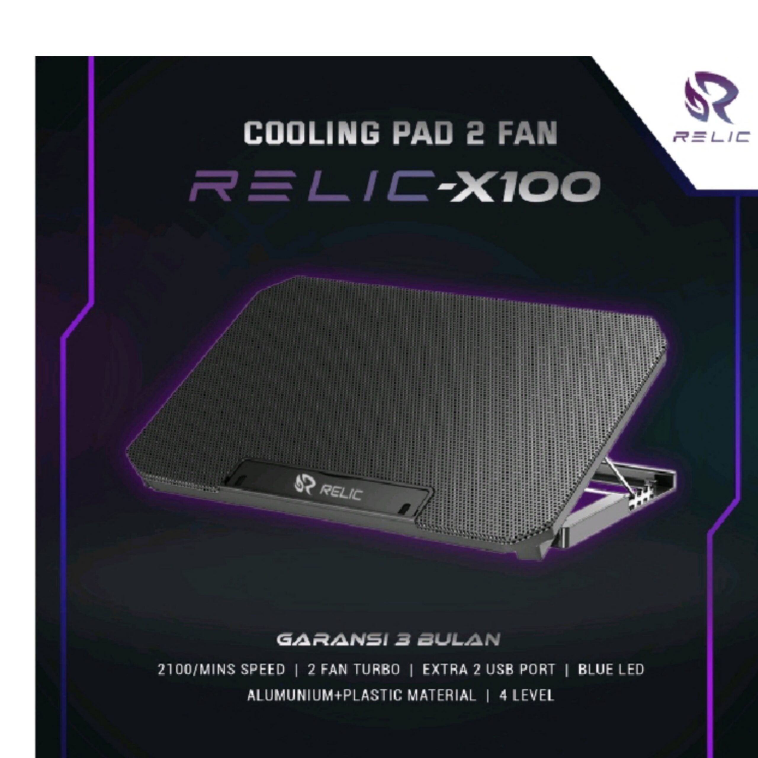 Cooling Pad Laptop Terbaik Relic X-100 Cooling Pad 2 Fan