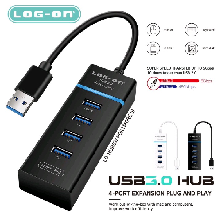 USB Hub Terbaik Log-On 3.0 USB Hub 4 Port