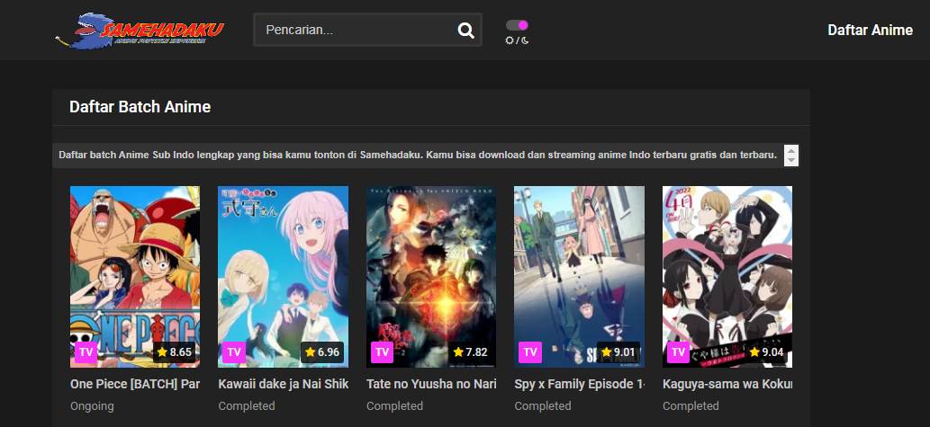 Situs Download Anime Batch Sub Indo Samehadaku