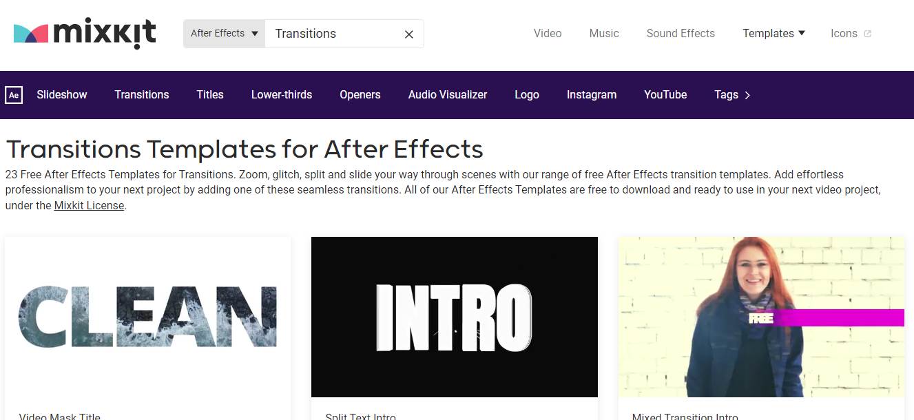 Situs Download Template After Effect MixKit
