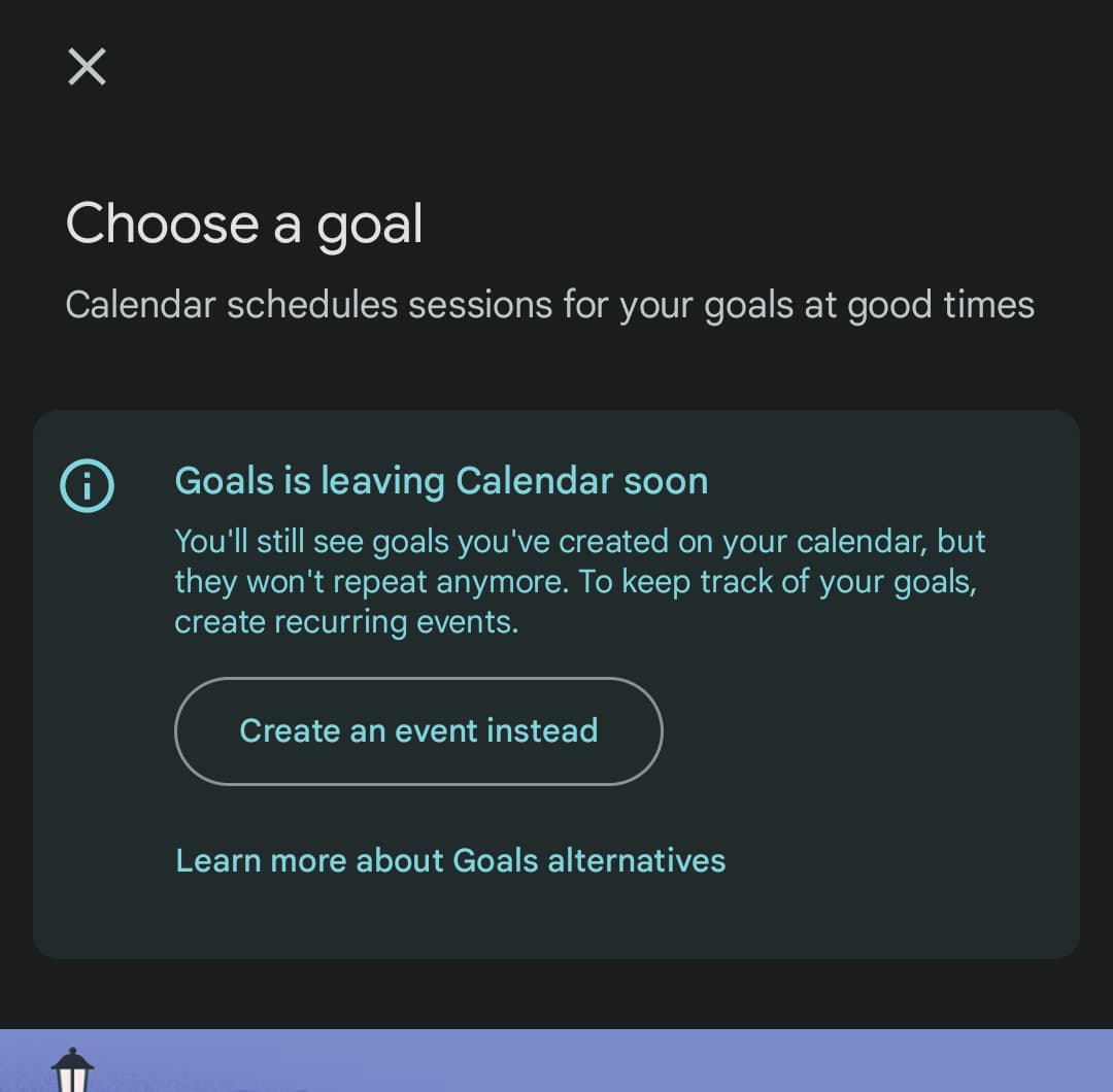 Google Calendar Goals