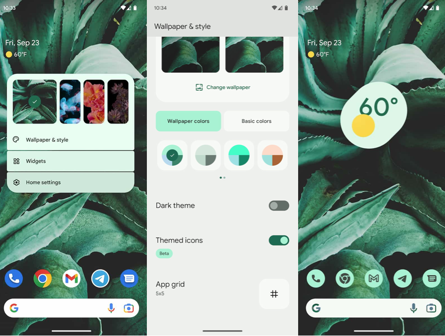 Android 13 Themed Icon di Google Pixel