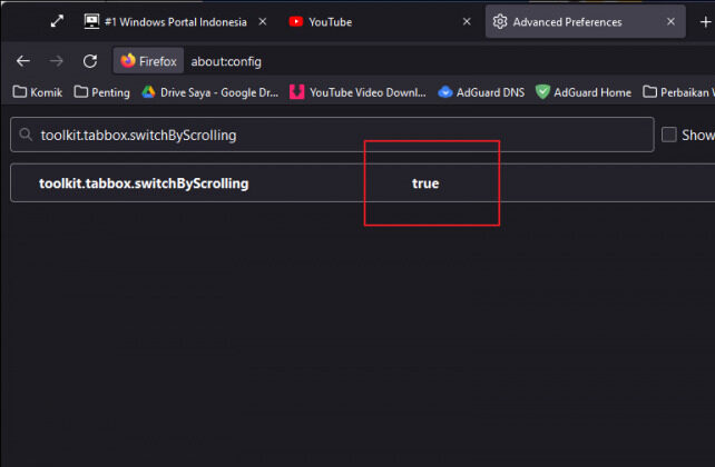 Pindah Tab hanya dengan Scrolling Mouse di Mozilla Firefox