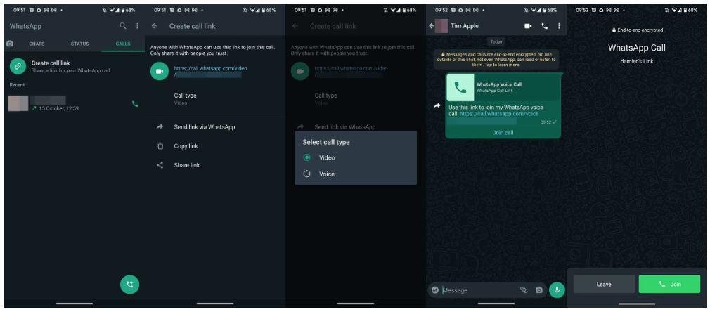 WhatsApp Call Links New Features