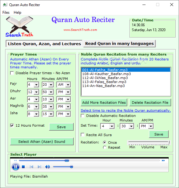 Aplikasi Adzan untuk PC Quran Auto Reciter