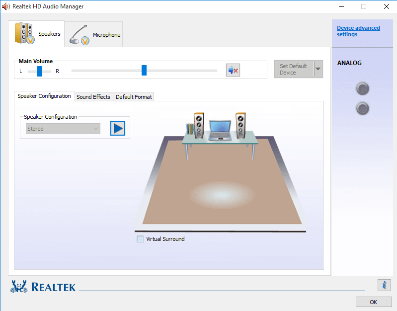 Realtek HD Audio Manager