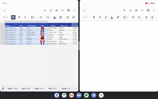Google Sheets UI