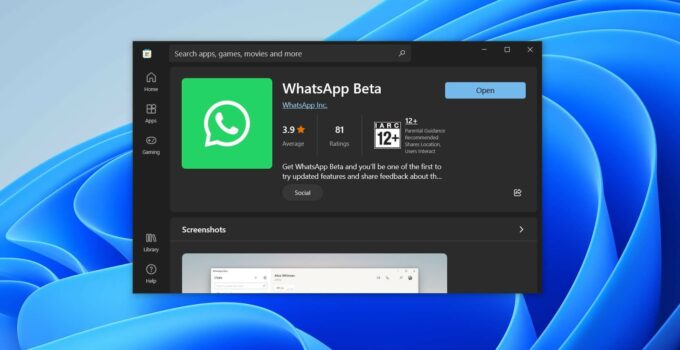 WhatsApp UWP Windows 11