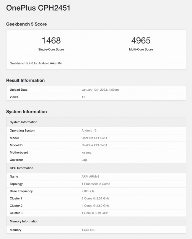 OnePlus 11 Varian Global Muncul di Geekbench 2