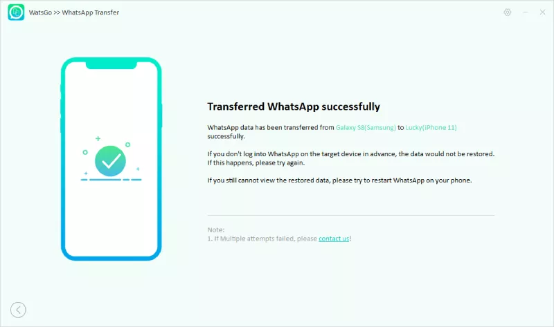 Data WhatsApp berhasil ditransfer dengan Watsgo