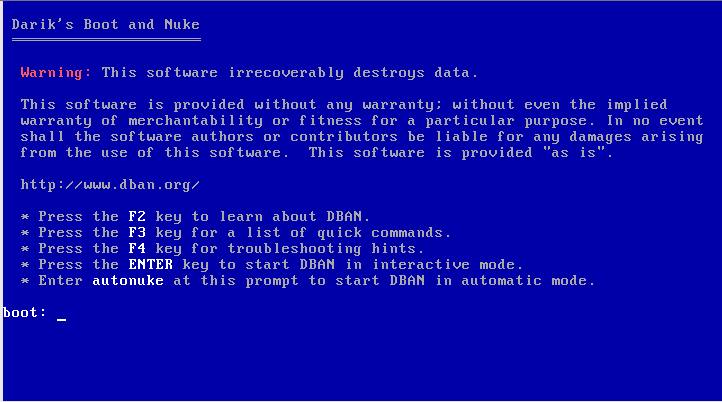 Download Darik’s Boot and Nuke Gratis