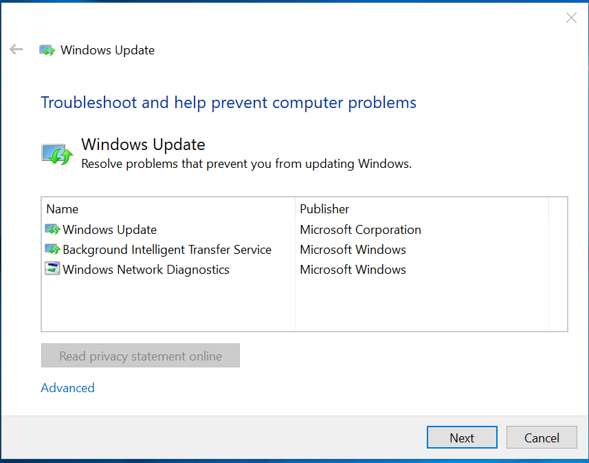 Windows Update Troubleshooter