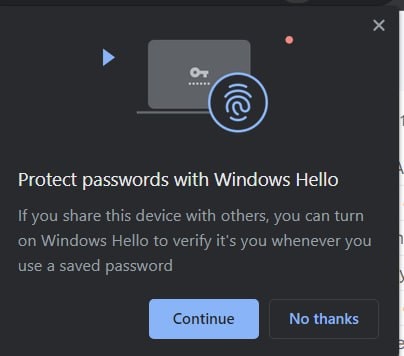Chrome di Windows 11, Aktifkan Windows Hello Secara Otomatis