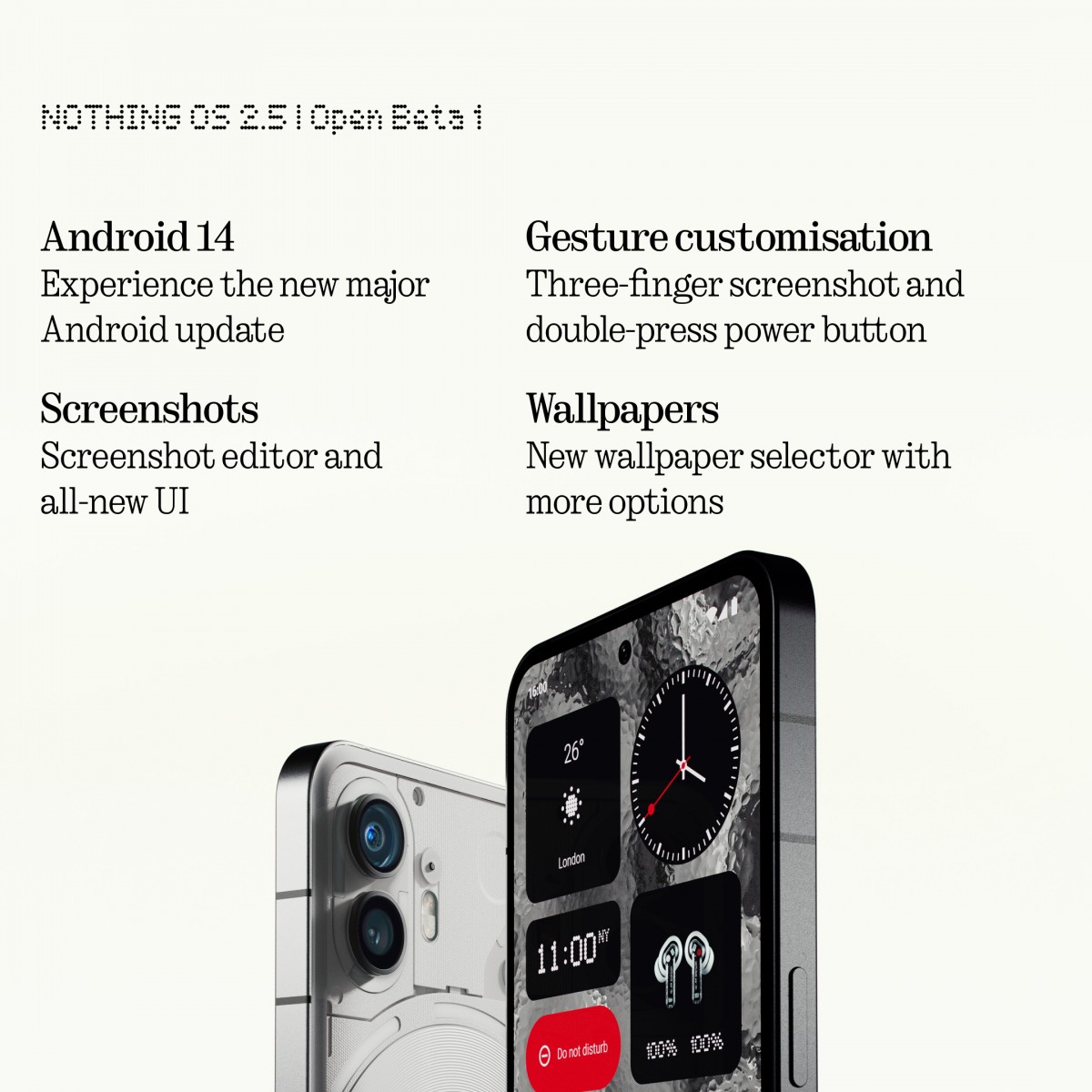 Nothing OS 2.5 Beta Bawakan Android 14 di Nothing Phone 2