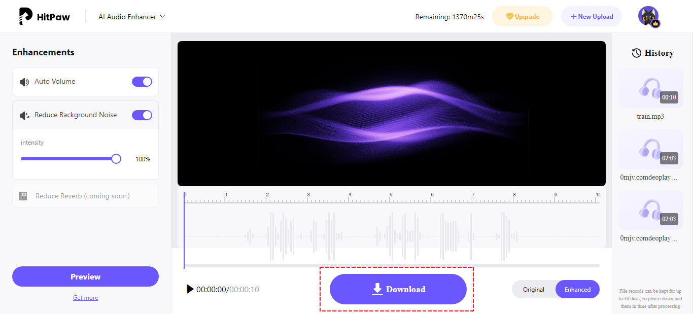 HitPaw Online Audio Enhancer - Langkah 3