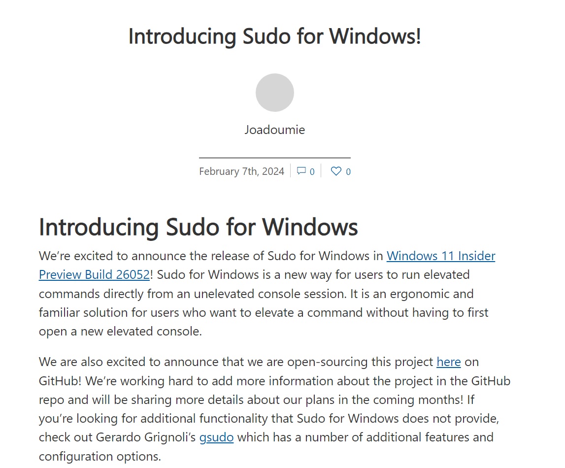 Build Baru? Microsoft Konfirmasi Sudo di Windows 11 Build 26052