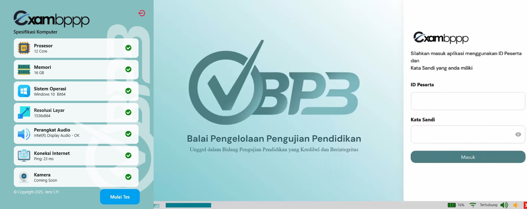 Tampilan EXAMBPPP
