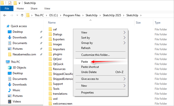 11 - paste file sketchup