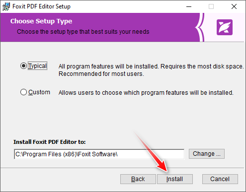 Menjalankan proses instalasi Foxit PDF Editor Pro