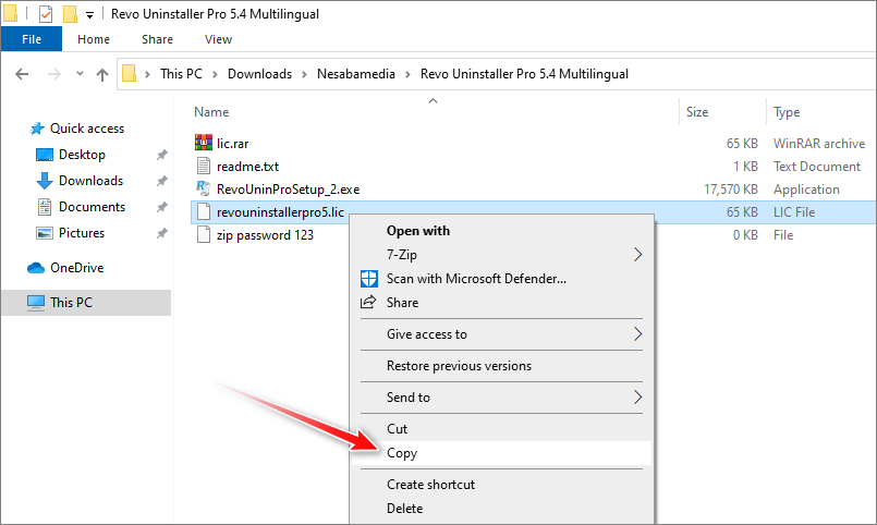 salin file untuk aktivasi