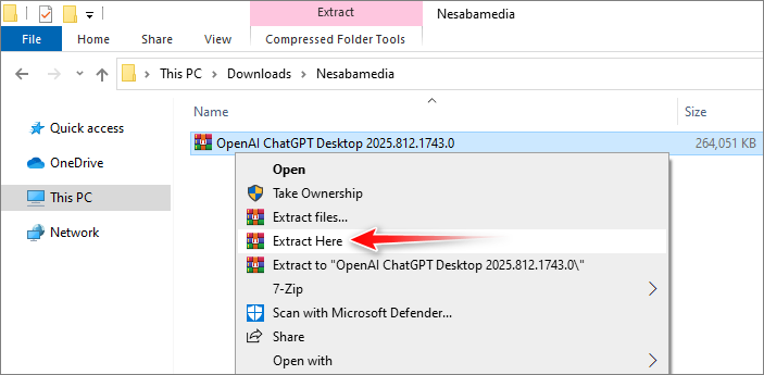langkah 1 - ekstrak OpenAI ChatGPT Desktop