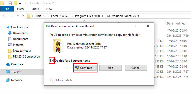 lanjutkan penindihan file