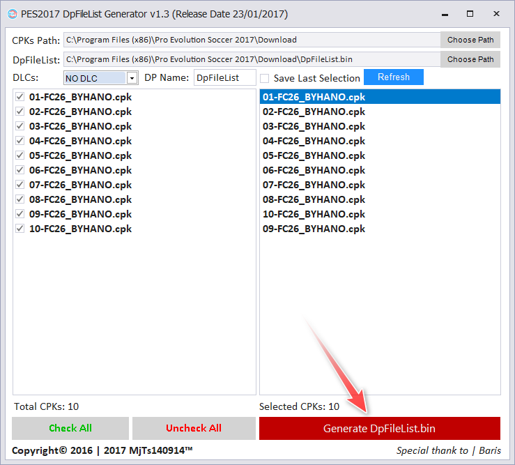 membuat dpfilelist.bin