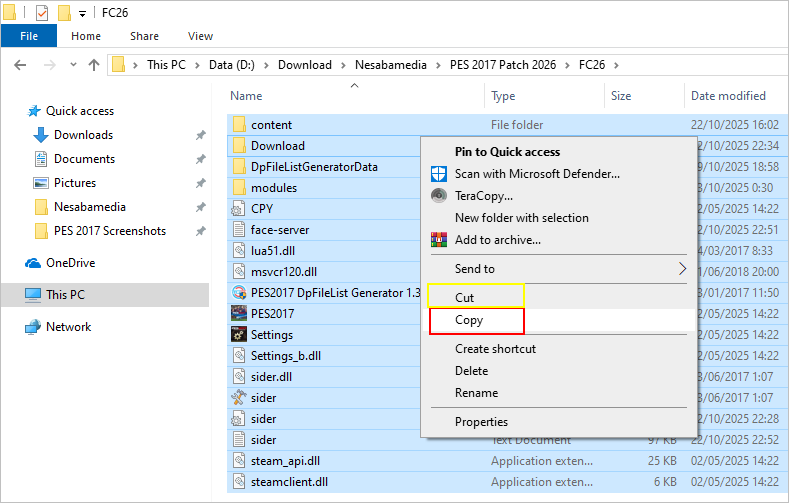 Salin semua file patch